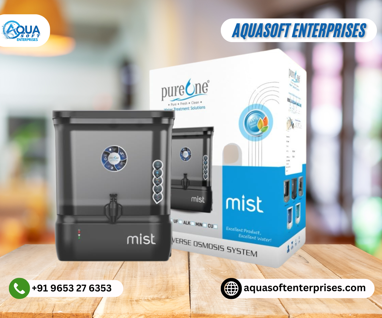 Pure One Mist RO System With Copper Alkaline Filter Multicolor