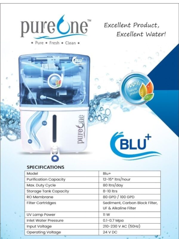 Pure One Blu+ RO+UV+UF Water Purifier System - Image 3