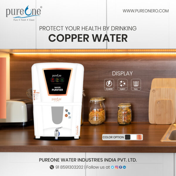 Pureone Drizzle COPPER+RO+UV+TDS 12 L electric borewell water purifier 12 L - Image 3