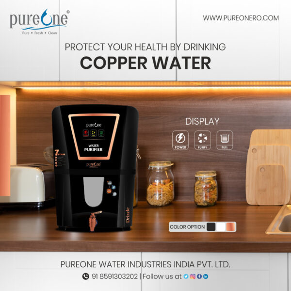 Pureone Drizzle COPPER+RO+UV+TDS 12 L electric borewell water purifier 12 L - Image 4