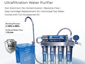 PureOne Micra 8-Inch 5 Stage Stainless Steel Water Purifier (UF + CTO + GAC + PPF + CTO)